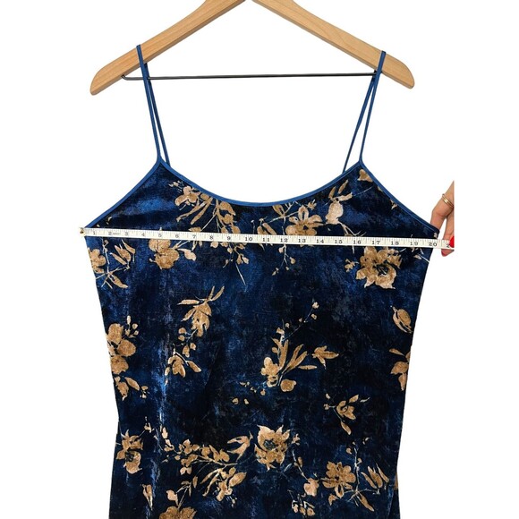 Vintage 90s Secret Treasures Women's Blue Velvet Floral Nightgown Babydoll Large - Picture 7 of 8